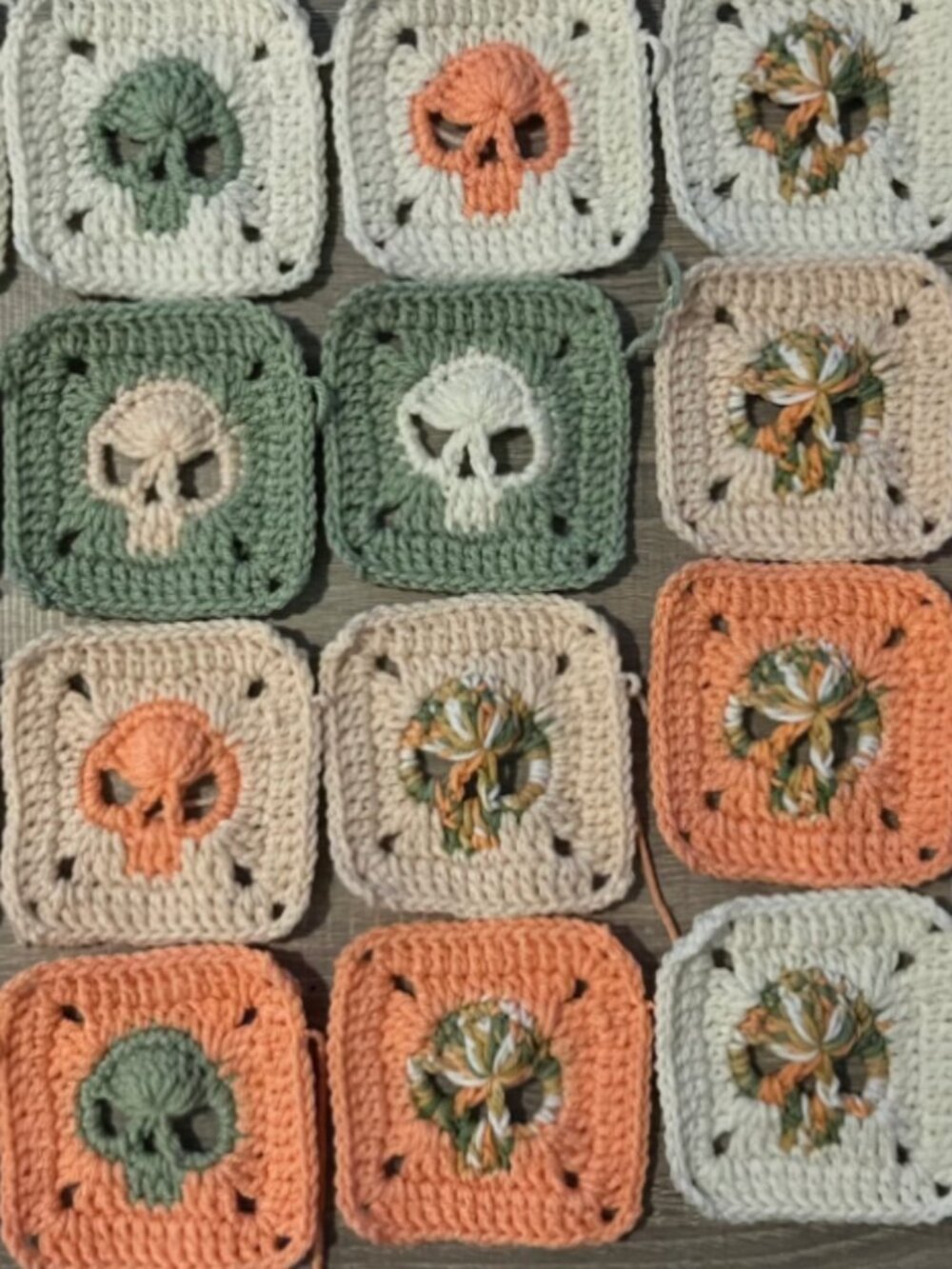 20 Handmade Skull Squares - Orange Blossom DIY Fashion & Home Afghan Blanket